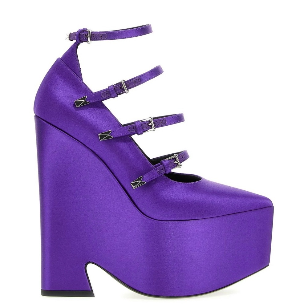Versace Tempest Strappy Platform Pointed Toe Pumps